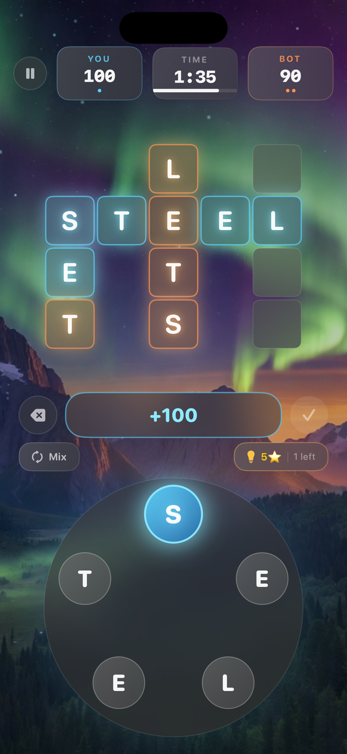 Claim swipe lighting a word and scoring the claim