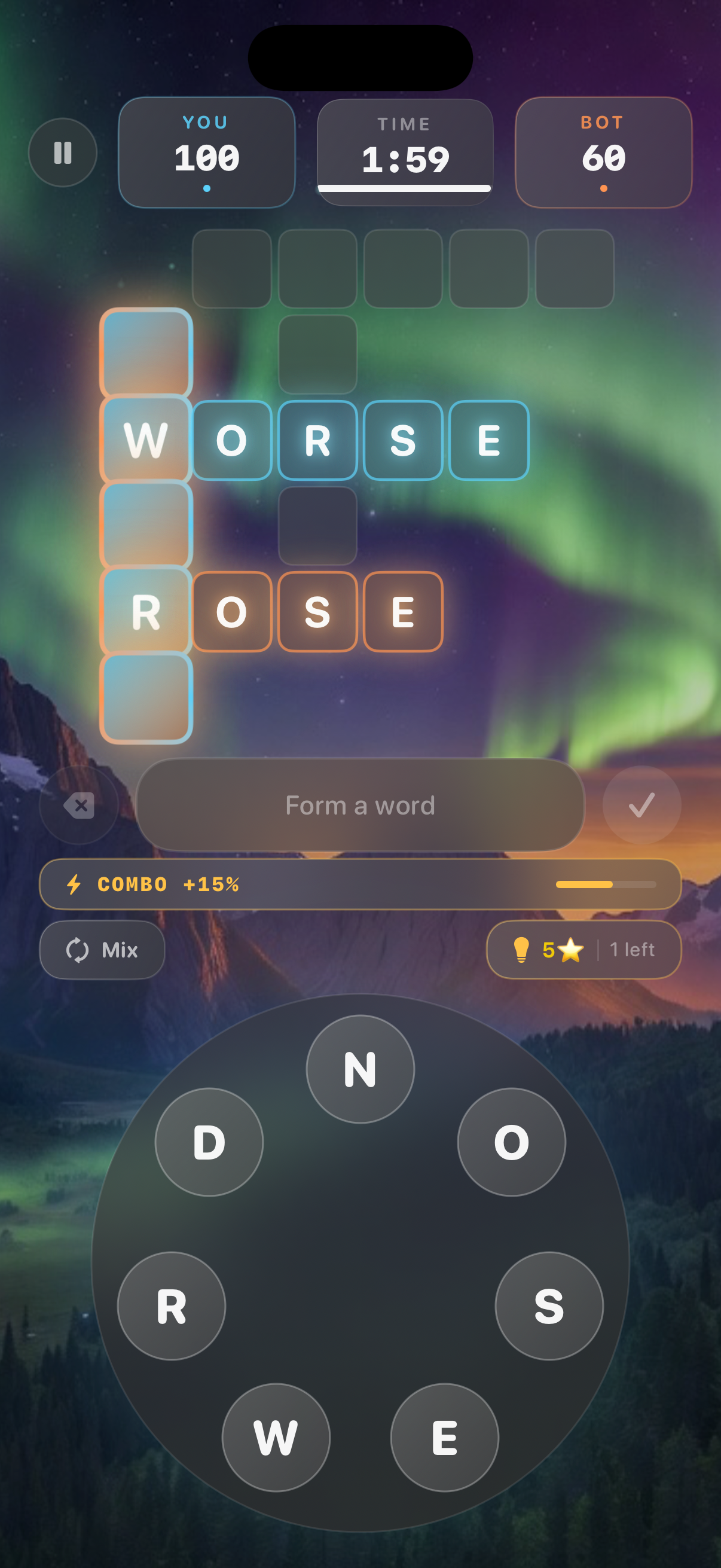 Contested word on the shared crossword, both claim colors flashing