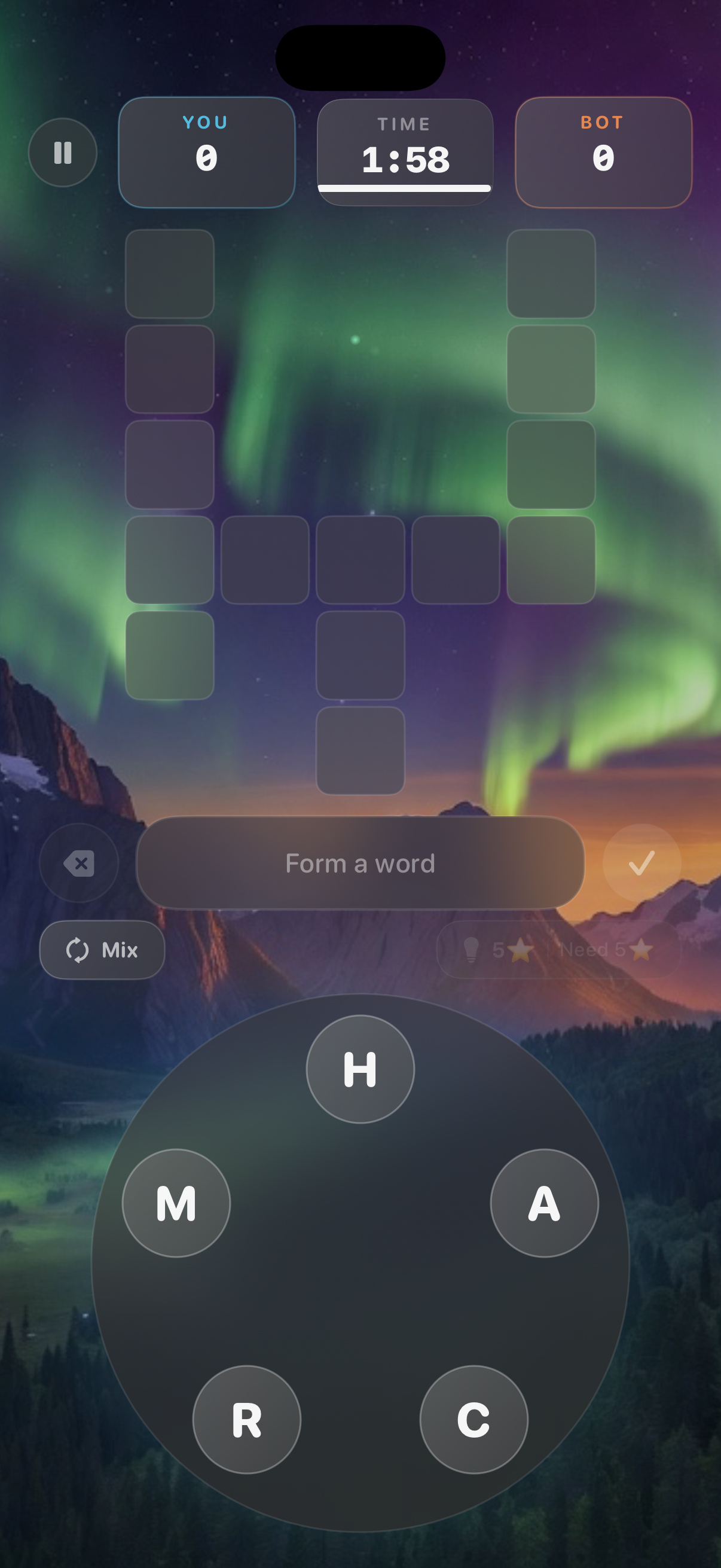 Bot Race start on the shared crossword and letter wheel