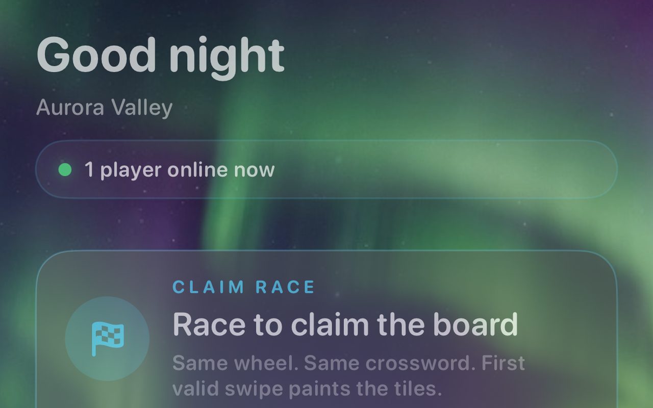 Word Rivals claim-race board